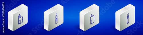 Set Isometric line Vape mod device, Electronic cigarette, and icon. Vector