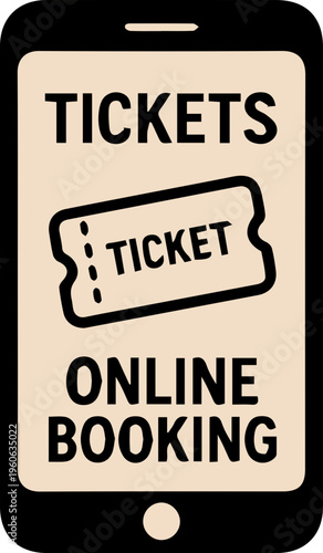 Mobile Ticket Purchase Illustration with Smartphone