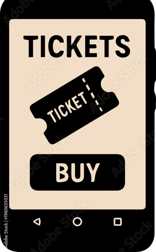 Mobile Ticket Purchase Illustration with Smartphone