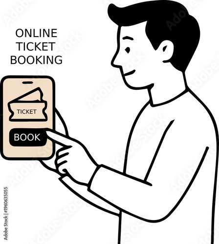 Mobile Ticket Purchase Illustration with Smartphone