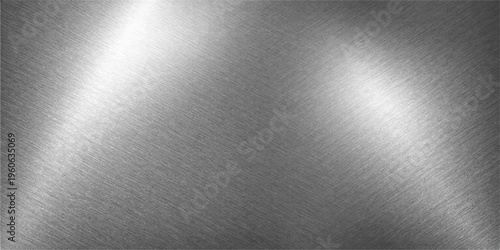 A polished silver stainless steel plate with a brushed metal texture creates a sleek industrial gray surface material for a shiny metallic wallpaper backdrop
