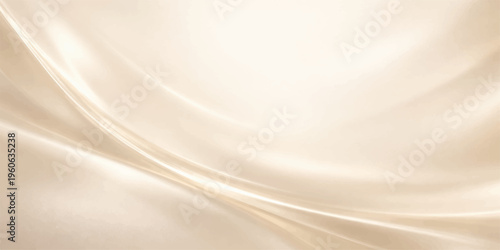 Elegant golden silk fabric background features a luxurious smooth satin texture with soft flowing waves and light liquid curves in a graceful textile drapery design