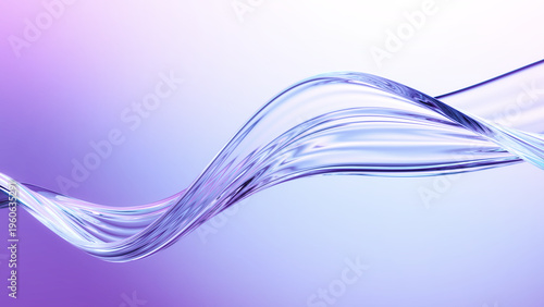 Liquid glass transparent wave ribbon. Fluid flow line curve shape - 3d illustration