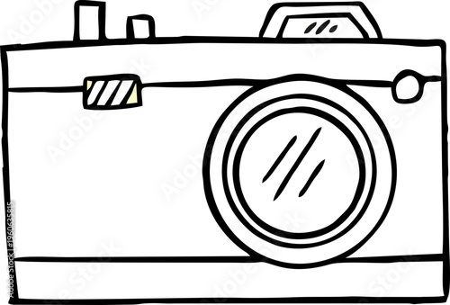 Retro pocket camera doodle vector illustration