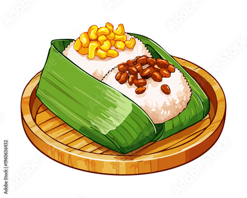 Hearty noodle soup with beef and eggs served in a bowl for authentic asian dinner meal - Vector Illustration