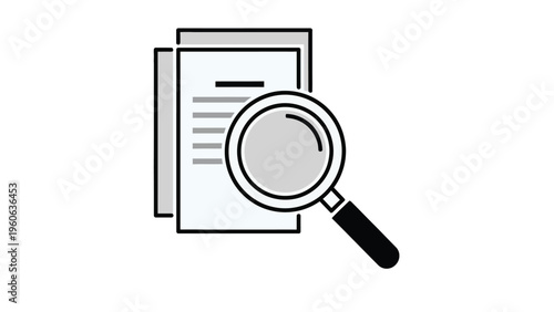 Magnifying glass examines document closely symbolizing investigation and research