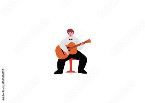 ギターを弾く男性のイラスト
