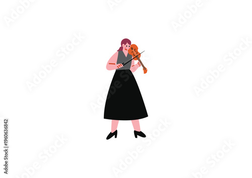 バイオリンの演奏をする女性のイラスト