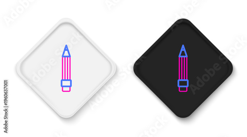 Line Pencil with eraser icon isolated on white background. Drawing and educational tools. School office symbol. Colorful outline concept. Vector