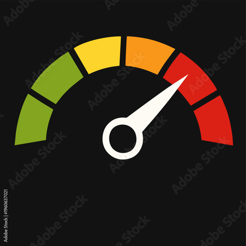 Speedometer gauge icon. Performance measurement and speed concept.