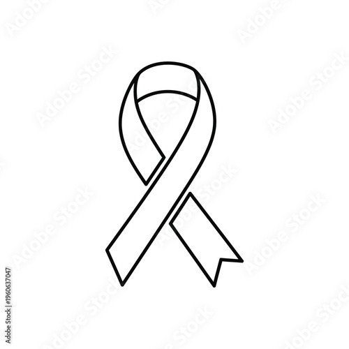 Awareness ribbon outline vector illustration on transparent background for charity designs.