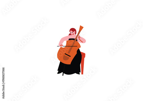 チェロを演奏する女性のイラスト