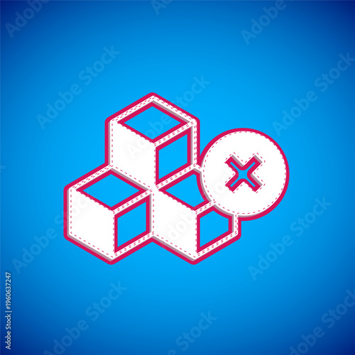 White No sugar free icon isolated on blue background. Sugar cubes. Sweet, nutritious, tasty. Refined sugar. Vector