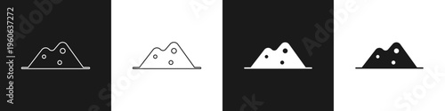 Set Salt icon isolated on black and white background. Vector