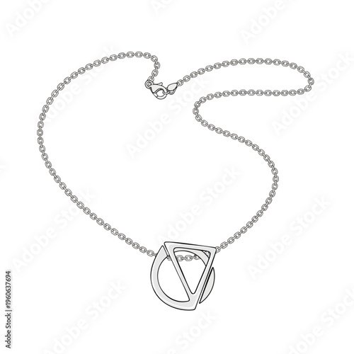 Delicate silver chain necklace with geometric pendant