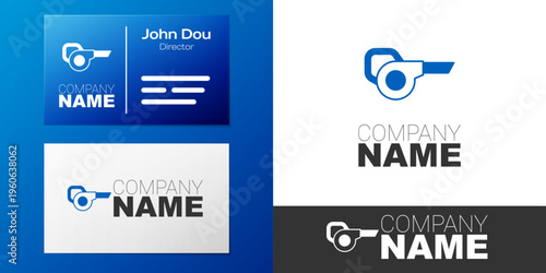 Logotype Leaf garden blower icon isolated on white background. Logo design template element. Vector