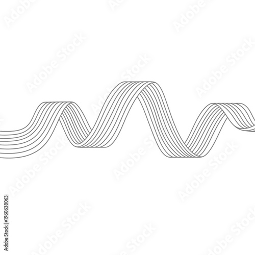 Abstract wave lines drawing vector design element isolated on transparent background.