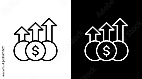 Revenue Increase White Icon Set Design
