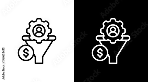 Sales Funnel White Icon Set Design