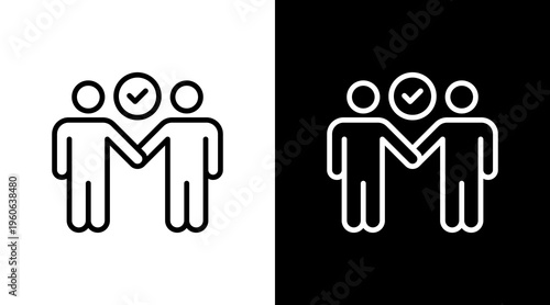 Partnership Deal White Icon Set Design