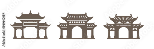vector set logo icon of the gate of chinese royal palace