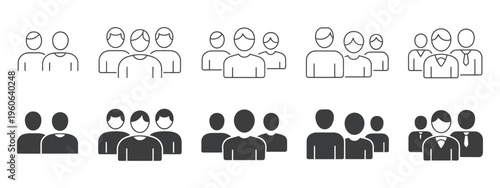 People icons representing group size, vector illustration for demographics, social media, team, and community concept