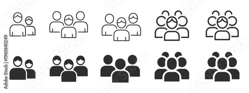 People icons representing group size, vector illustration for demographics, social media, team, and community concept
