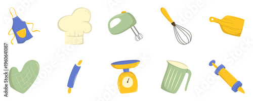 Cute Baking Tools Illustration Set