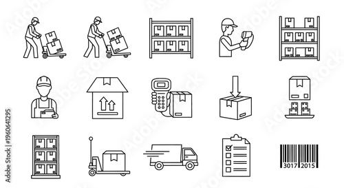 Logistics and delivery icons set.