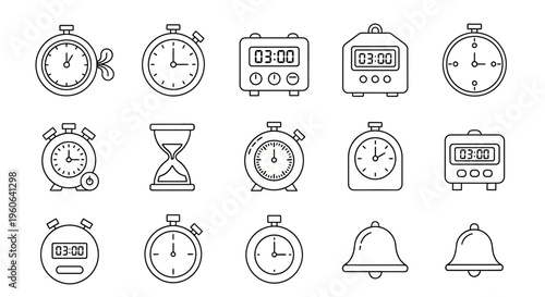 Collection of various clock icons.