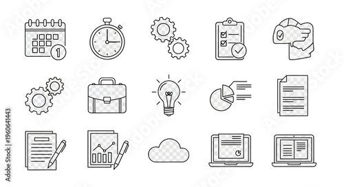 Business icons and office tools.