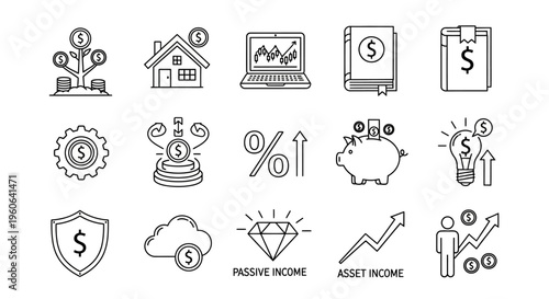 Financial icons for business investment.