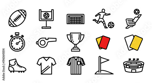 Soccer Football Sports Equipment Icons.