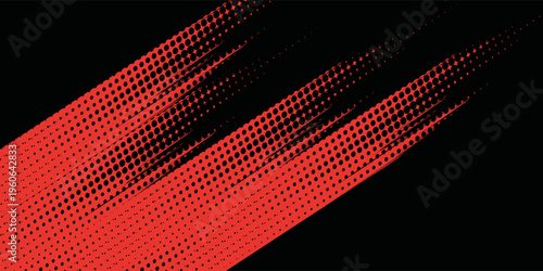 Dramatic superhero style background with halftone pattern and diagonal motion lines.