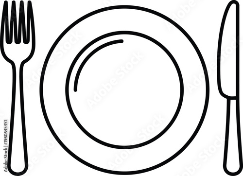 A plate with a fork and a knife