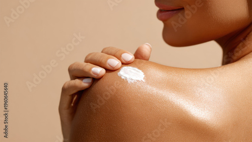 Close Up Woman Shoulder Touching Skin With Beauty Care And Wellness Concept