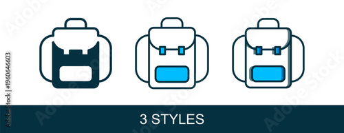 Filled outline Hiking backpack icon isolated on white background. Camping and mountain exploring backpack. Vector