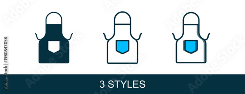 Filled outline Kitchen apron icon isolated on white background. Chef uniform for cooking. Vector