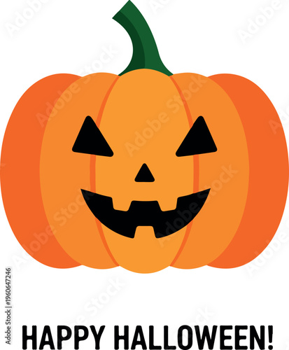 Spooky Halloween Pumpkin With Happy Halloween Message - A Festive Autumnal Decoration for Trick-or-Treaters and Autumn Celebrations