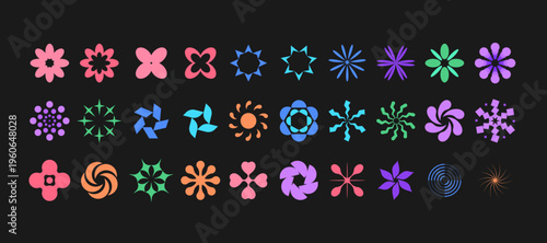 기하학 추상 별 꽃 원 도형 세트