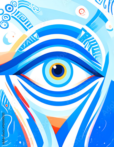 Funny and Strange Artistic Illustration of Abstract Eye with Surreal Creative Design