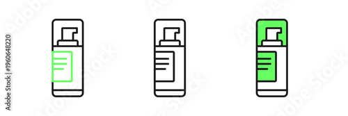 Set line Shaving gel foam icon isolated on white background. Shaving cream. Vector