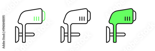 Set line Outboard boat motor icon isolated on white background. Boat engine. Vector