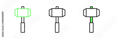 Set line Sledgehammer icon isolated on white background. Vector