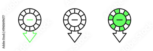 Set line Casino chips icon isolated on white background. Casino gambling. Vector