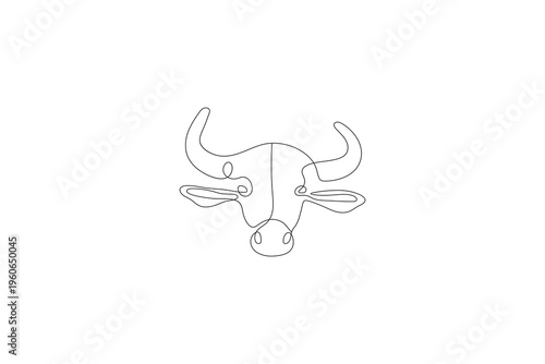 Cow minimalist continuous one line drawing simple animal outline vector
