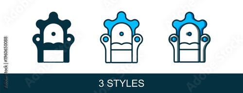 Filled outline Medieval throne icon isolated on white background. Vector