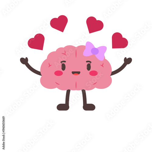 Cute Brain Mascot Character Illustration