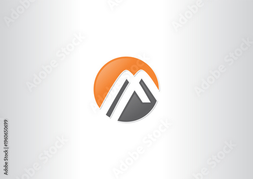 Free Download Modern Abstract Letter M Logo Design with Mountain Peaks Symbol in Orange and Dark Grey for Corporate Branding Identity - GFXLoad