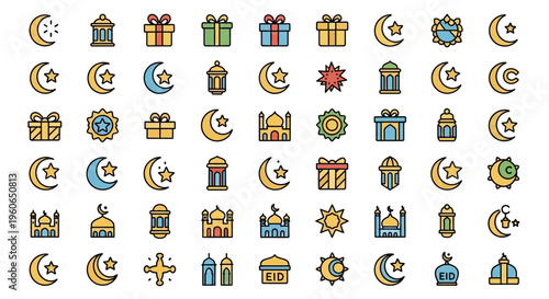 Ramadan Kareem Icons and Symbols.